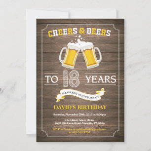 Rustic Beer Surprise 18ème anniversaire Invitation