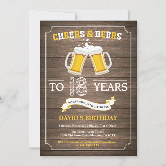 Rustic Beer Surprise 18th Birthday Invitation (Front)