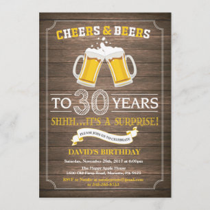 Rustic Beer Surprise 30th Birthday Invitation