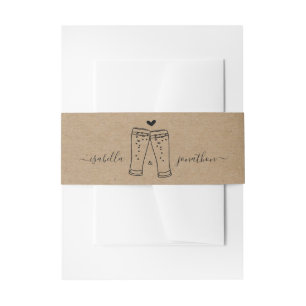 Rustic Beer Toast Kraft Paper Invitation Belly Band