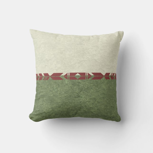 Rustic Beige and Green Throw Pillow (Front)