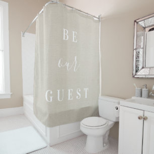 Rustic Beige Be Our Guest Farmhouse Bathroom