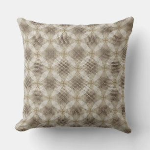 Rustic Beige & Brown Circle Geometric Pattern Throw Pillow