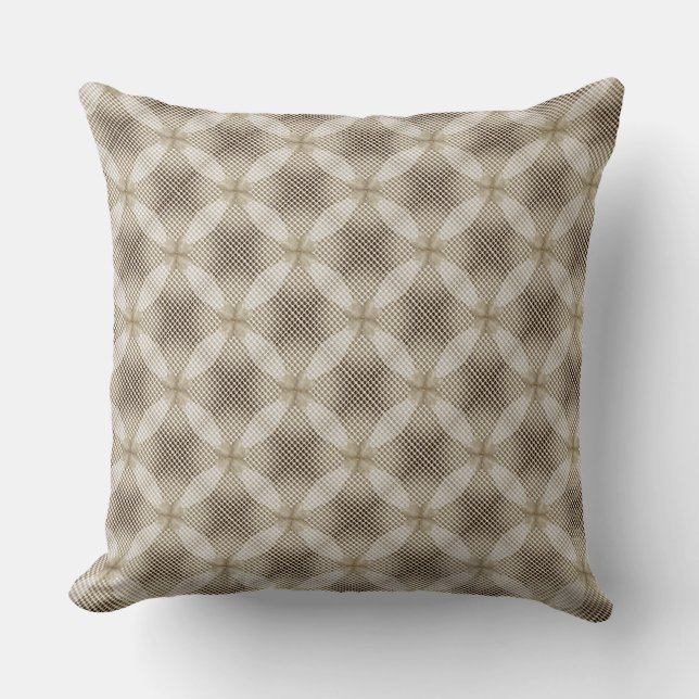 Rustic Beige & Brown Circle Geometric Pattern Throw Pillow (Front)