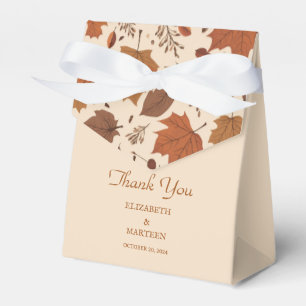 Rustic Beige Brown Maple Leaves Autumn Wedding Favor Box