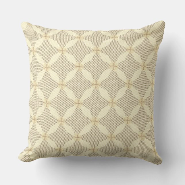 Rustic Beige Diamond Geometric Pattern Throw Pillow (Front)