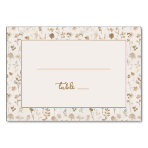 Rustic Beige Floral Table Number