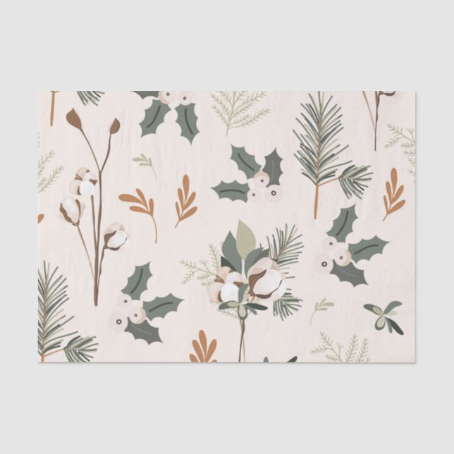 Rustic Beige Holiday Tissue Paper (Front)