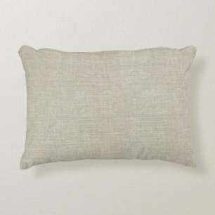 Rustic Beige Linen Printed Accent Pillow