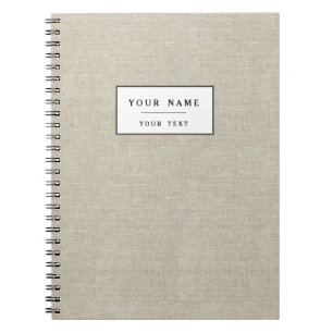 Rustic Beige Linen Printed Notebook