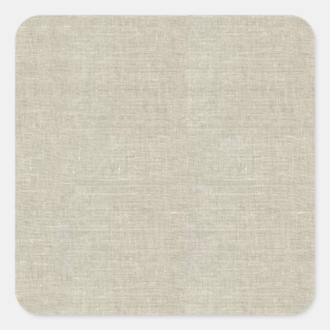 Rustic Beige Linen Printed Square Sticker (Front)