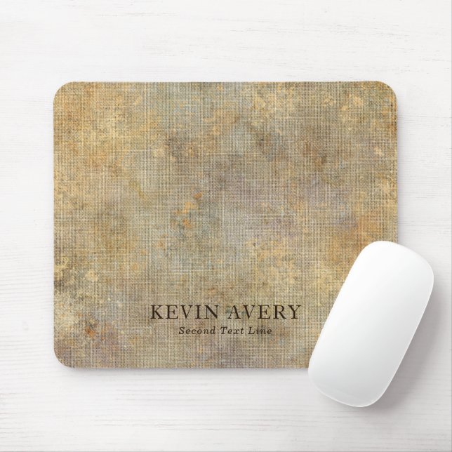 Rustic Beige Linen Texture Business Mouse Pad (With Mouse)
