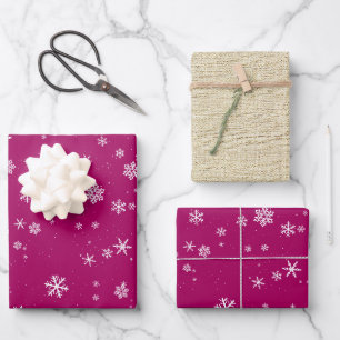 Rustic Beige Purple Snowflakes Christmas Holidays  Wrapping Paper Sheet