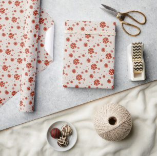 Rustic Beige Vintage Snowflake Christmas Wrapping Paper