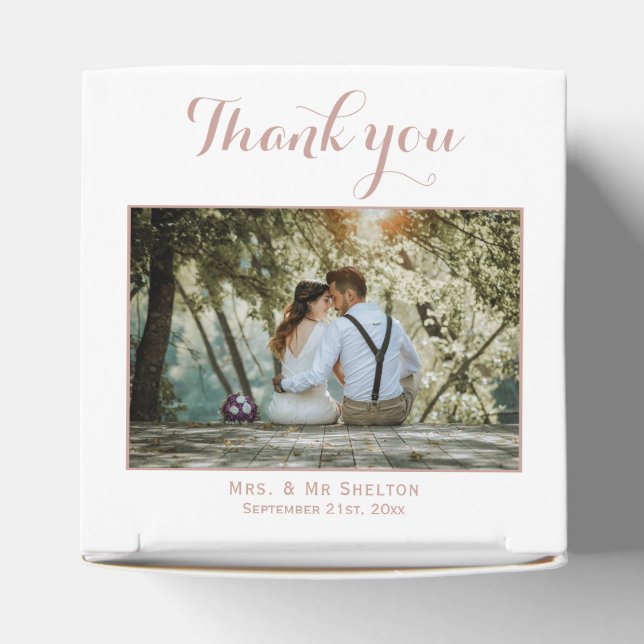 Rustic Beige Wedding Photo Thank you Favor Box (Top)