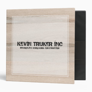 Rustic Beige Wood Texture White Frame Binder
