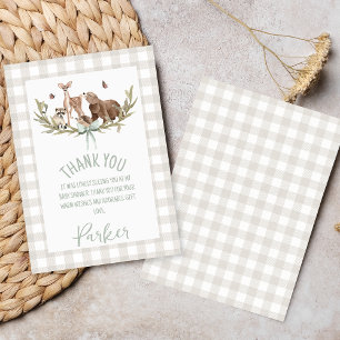 Rustic Beige Woodland Baby Shower Thank You Card