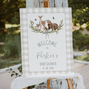 Rustic Beige Woodland Baby Shower Welcome Sign