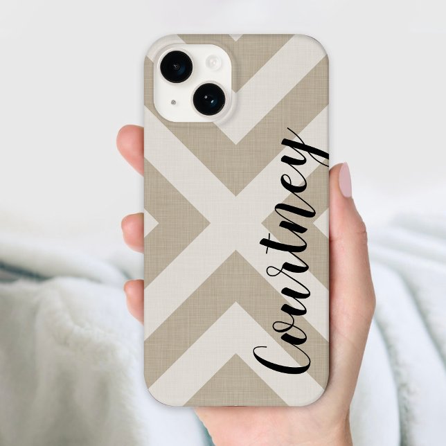 Rustic Beige X Chevron Monogram Case-Mate iPhone Case (Creator Uploaded)
