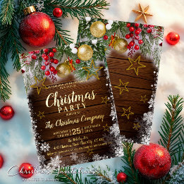 Rustic Berries Gold Baubles Stars Christmas Party