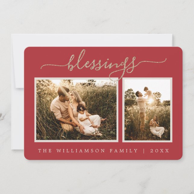 Rustic Berries Sprig Christmas Photo Holiday Card (Front)