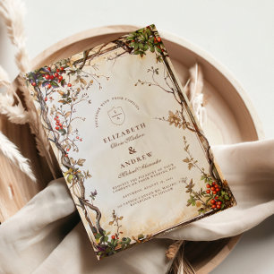 Rustic Berry Branch Wedding Invitation
