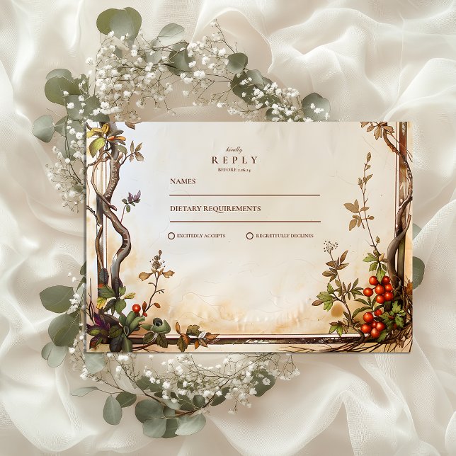 Rustic Berry Branch Wedding RSVP Card (Creator Uploaded)
