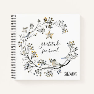 Rustic Berry Wreath Chickadees Gratitude Journal