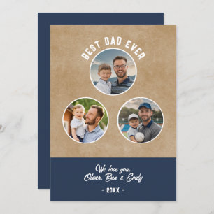 Rustic Best Dad 3 Photos Father`s Day Keepsake Card