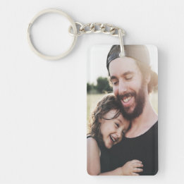 Rustic Best Dad Ever Custom Photo Keychain