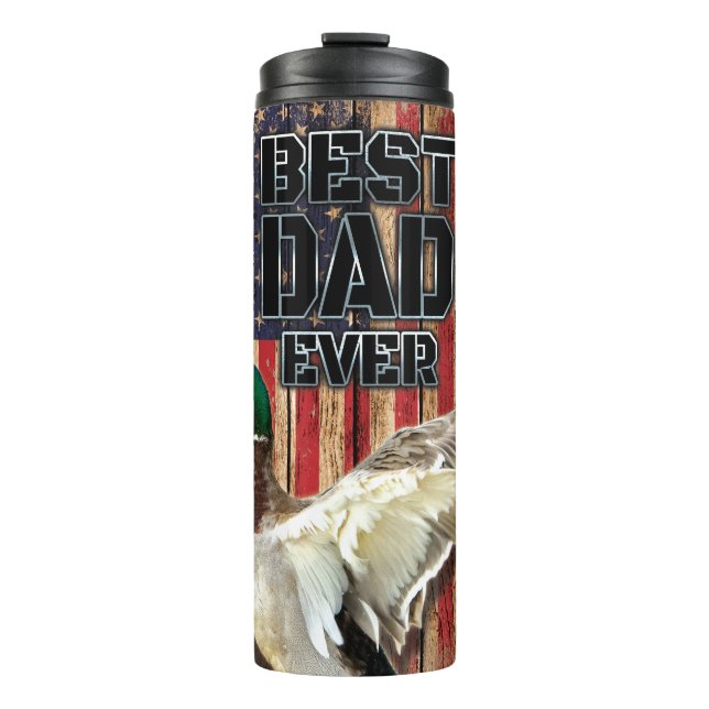 Rustic "Best Dad Ever" Design with American Flag  Thermal Tumbler (Front)