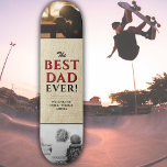 Rustic Best Dad Ever Father`s Day 2 Photo Collage Skateboard<br><div class="desc">Rustic Best Dad Ever Father`s Day 2 Photo Collage skateboard with names. Trendy red and black typography is on a beige rustic background. Add 2 favourite photos and your names in the sweet message. This modern custom and personalized skateboard is a perfect gift for a dad or a new dad...</div>