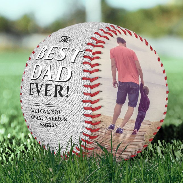 Rustic Best Dad Ever Father`s Day 2 Photo Collage Softball (Creator Uploaded)