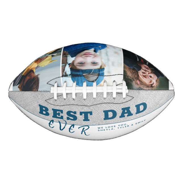 Rustic Best Dad Ever Father`s Day 3 Photo Collage  Football (Front)
