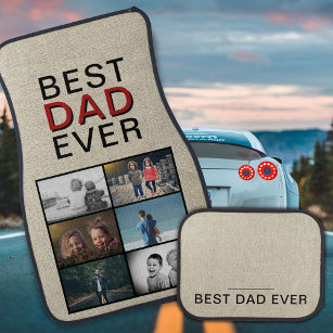 Rustic Best Dad Ever Father`s Day 6 Photo Collage Car Mat