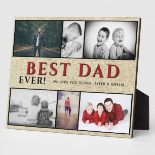 Rustic Best Dad Ever Father`s day 6 Photo Collage Plaque