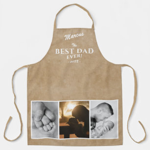 Rustic Best Dad Ever Father`s Day Keepsake 3 Photo Apron