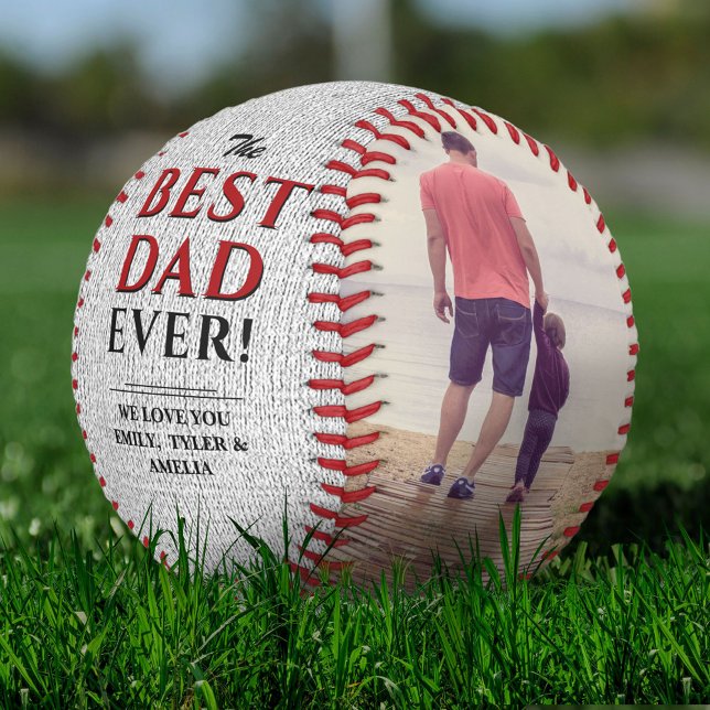 Rustic Best Dad Ever Father`s Day Photo Collage Baseball (Creator Uploaded)