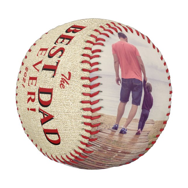 Rustic Best Dad Ever Name Father`s Day Photo Baseball (Angled)