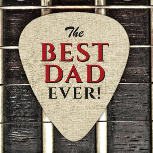 Rustic Best Dad Ever Typography Father`s Day Guitar Pick