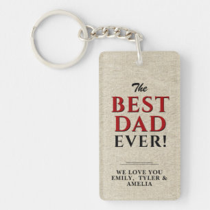 Rustic Best Dad Ever Typography Father`s Day Keychain