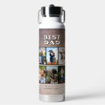 Rustic Best Dad Father's Day 6 Photo  Water Bottle<br><div class="desc">Rustic Best Dad Father's Day 6 Photo Collage Water Bottle. Rustic textured background and 6 family photos - add 6 photos and your names. A lovely keepsake for father. Gift for Father's day,  birthday or Christmas.</div>