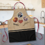 Rustic Best Dad Heart Father`s Day 3 Photo Black Apron<br><div class="desc">Rustic Best Dad Heart Father`s Day 3 Photo Collage Black Apron. 3 photos in oval frames - add 3 photos. Hand-drawn red heart on rustic beige background. You can change any text on the apron. This personalized apron is a perfect gift for a dad for Father`s Day, birthday or Christmas....</div>
