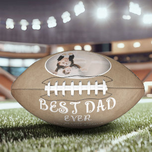 Rustic Best Dad Modern Script Custom Photo Football