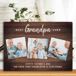 Rustic Best GRANDPA Ever Custom Photo Father's Day Plaque<br><div class="desc">Surprise grandpa this fathers day with a personalized 3 photo plaque. "Best GRANDPA Ever" Personalize this grandfather plaque with favourite photos, message and name.. Visit our collection for the best granddad father's day gifts and personalized dad gifts. COPYRIGHT © 2020 Judy Burrows, Black Dog Art - All Rights Reserved.Rustic Best...</div>