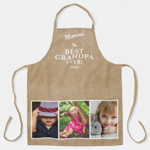 Rustic Best Grandpa Ever Keepsake 3 Photo Apron