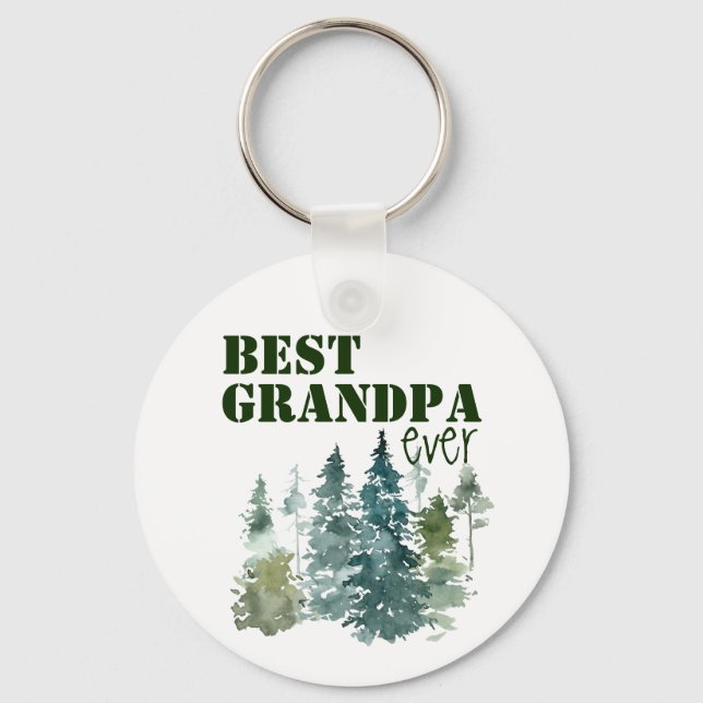 Rustic Best Grandpa Ever Nature Loving Keychain (Front)