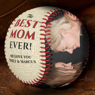 Rustic Best Mom Ever Mother`s Day Photo Collage Baseball