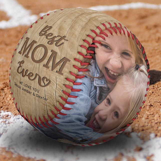 Rustic Best Mom Ever Photo Baseball (Creator Uploaded)