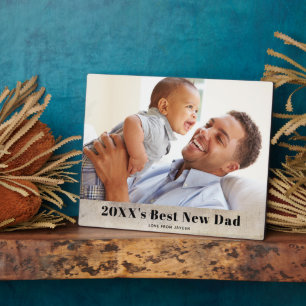Rustic Best New Dad Single Photo  Plaque